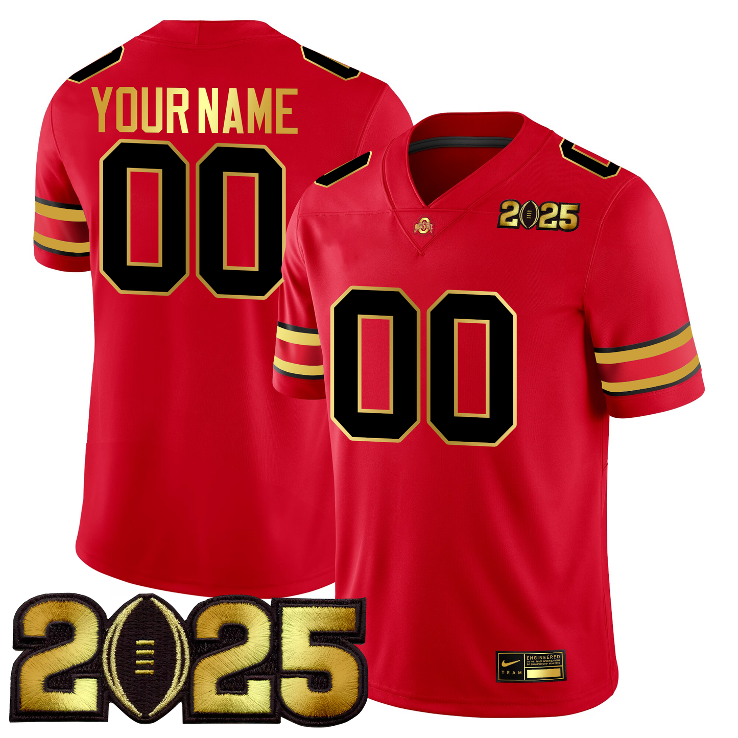 Men's O.State Buckeyes Gold Edition Jersey - CFP Final Patch