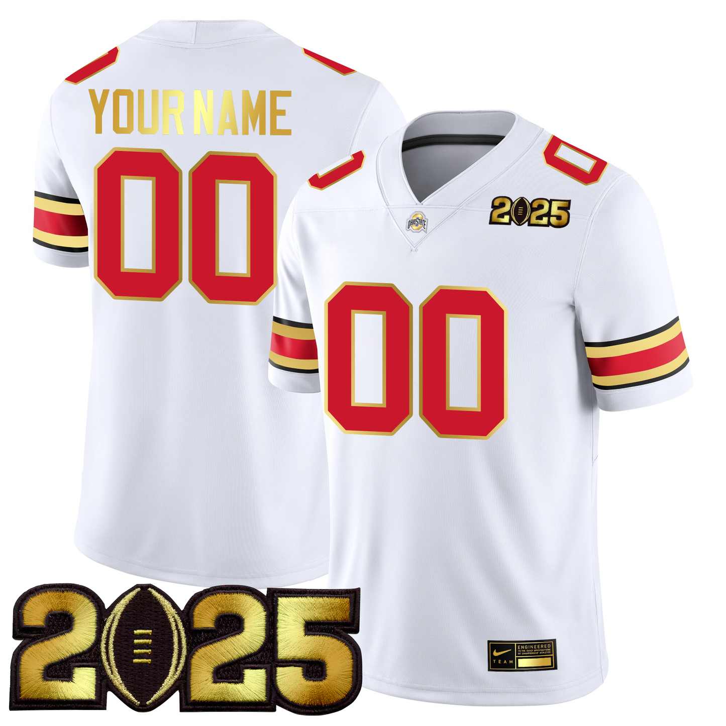 Men's O.State Buckeyes Gold Edition Jersey - CFP Final Patch