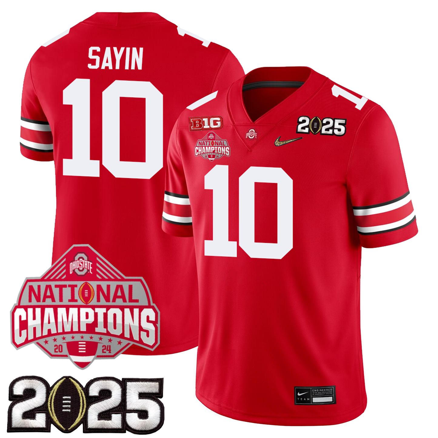 Men's O.State Buckeyes Jersey - CFP Final + 2024 National Champions Patch