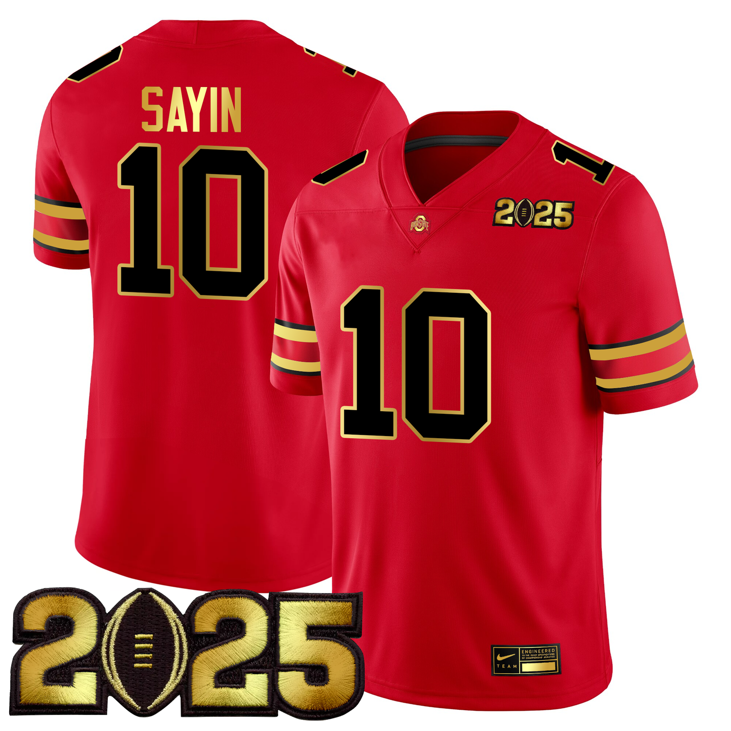 Men's O.State Buckeyes Gold Edition Jersey - CFP Final Patch
