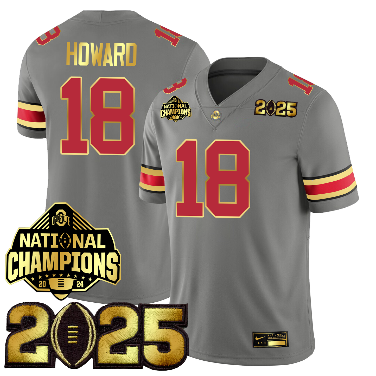Men's O.State Buckeyes Gold Edition Jersey - CFP Final + National Champions Patch