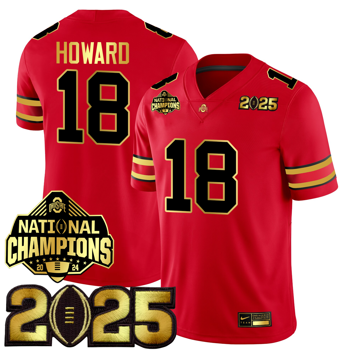 Men's O.State Buckeyes Gold Edition Jersey - CFP Final + National Champions Patch