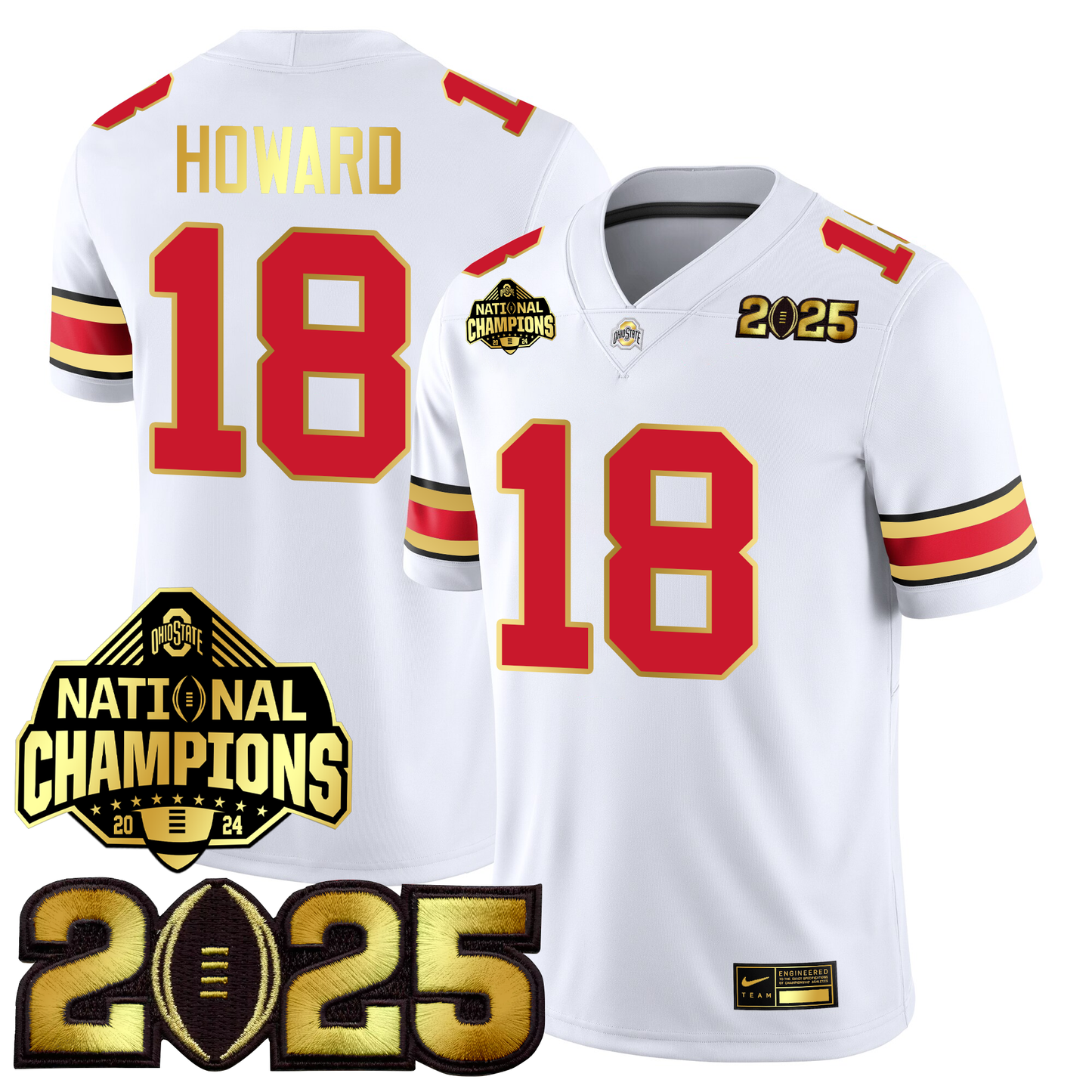 Men's O.State Buckeyes Gold Edition Jersey - CFP Final + National Champions Patch
