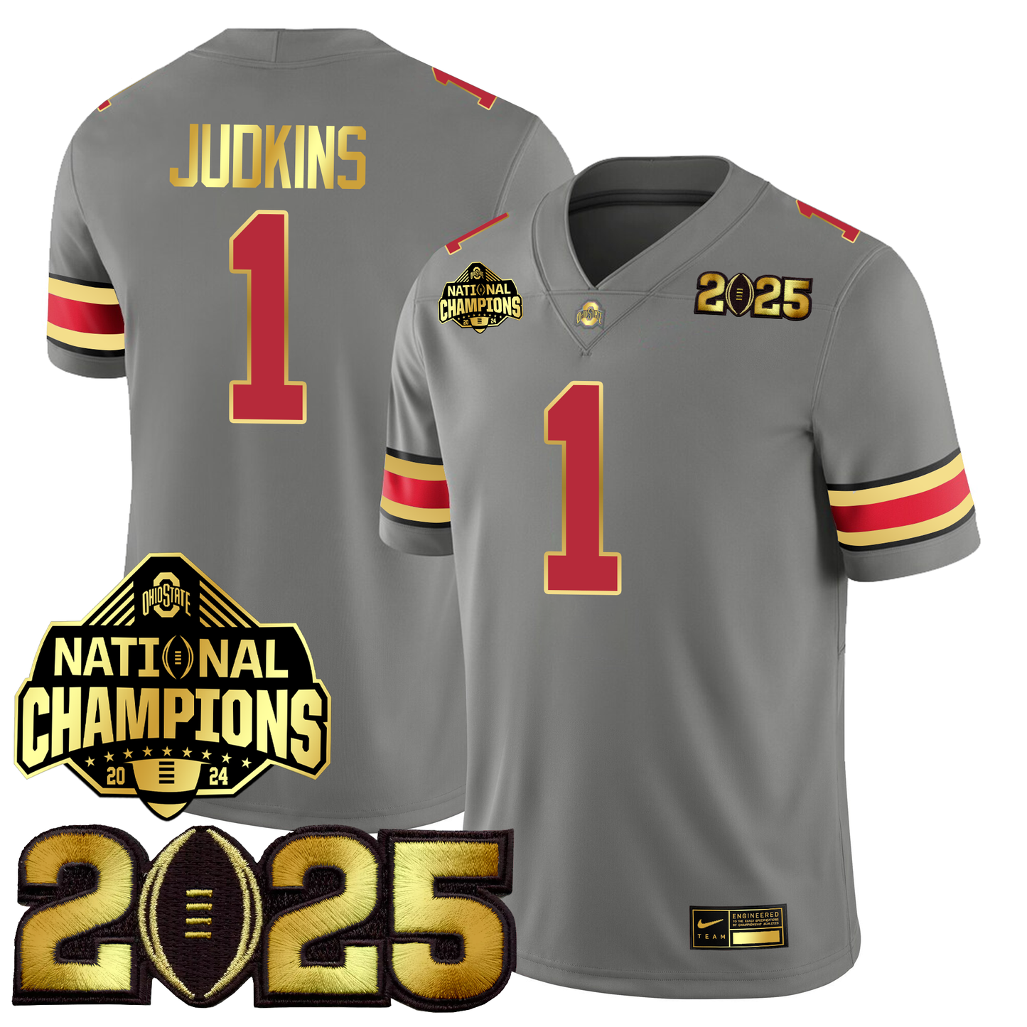 Men's O.State Buckeyes Gold Edition Jersey - CFP Final + National Champions Patch