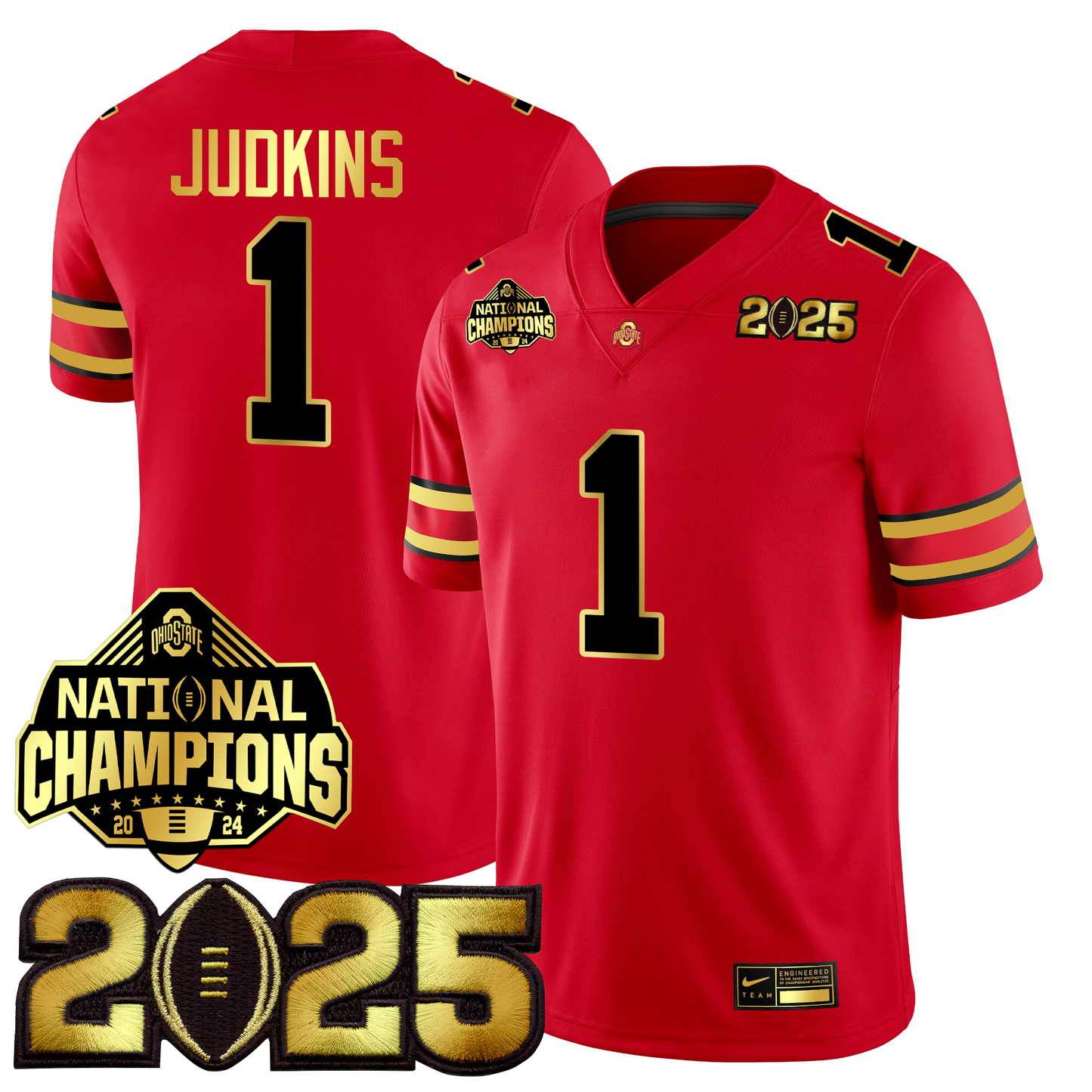 Men's O.State Buckeyes Gold Edition Jersey - CFP Final + National Champions Patch