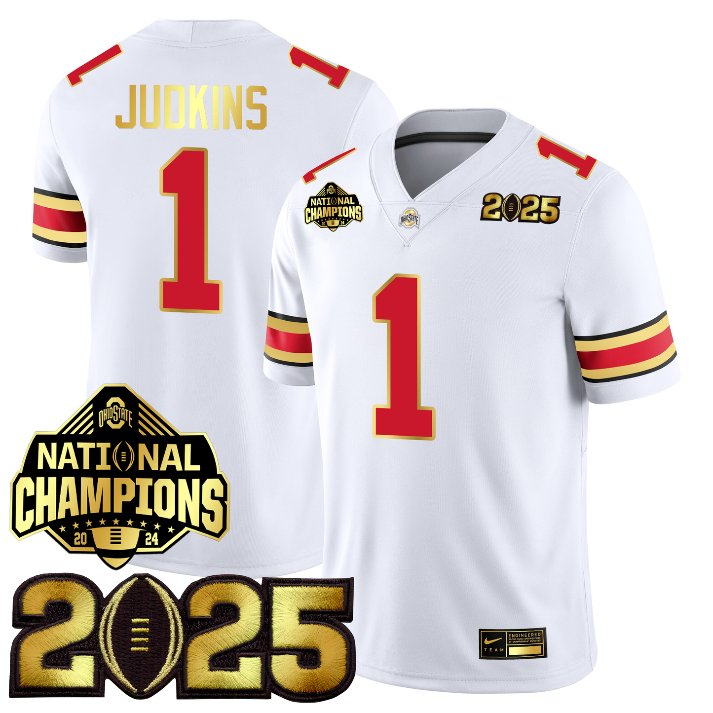 Men's O.State Buckeyes Gold Edition Jersey - CFP Final + National Champions Patch