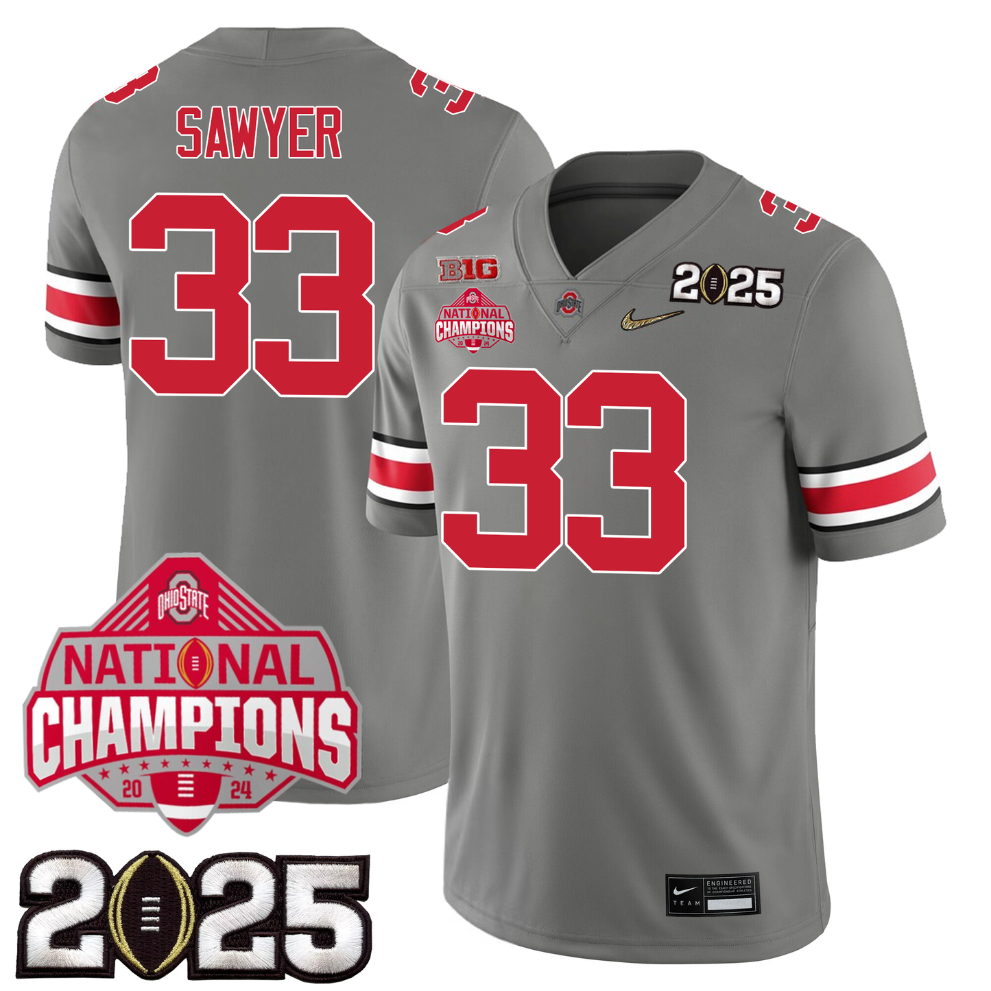 Men's O.State Buckeyes Jersey - CFP Final + 2024 National Champions Patch