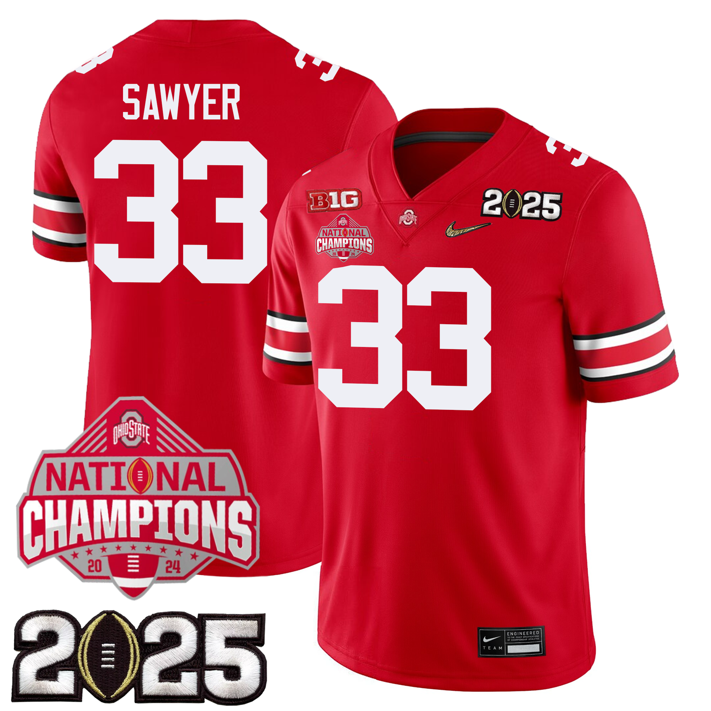 Men's O.State Buckeyes Jersey - CFP Final + 2024 National Champions Patch