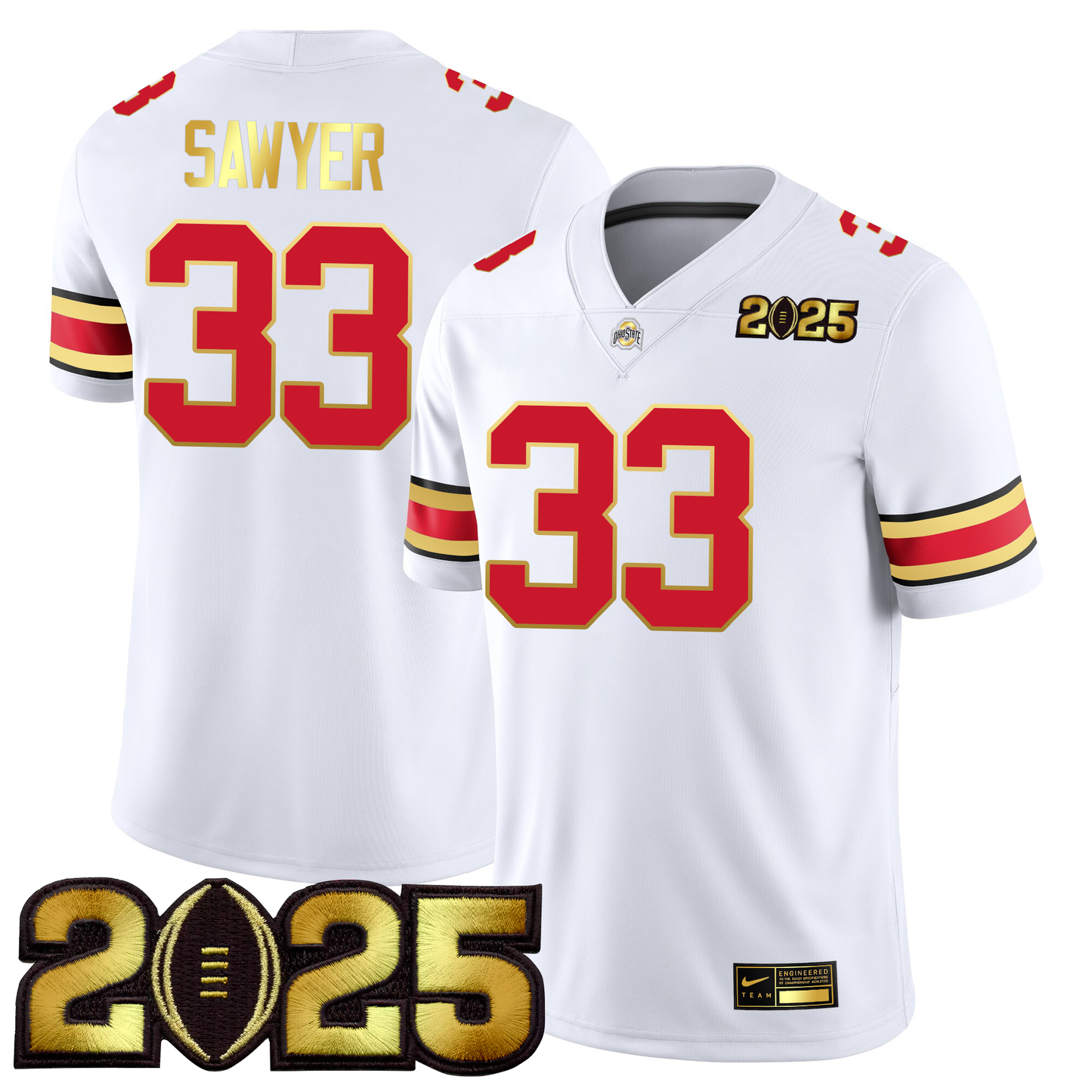 Men's O.State Buckeyes Gold Edition Jersey - CFP Final Patch