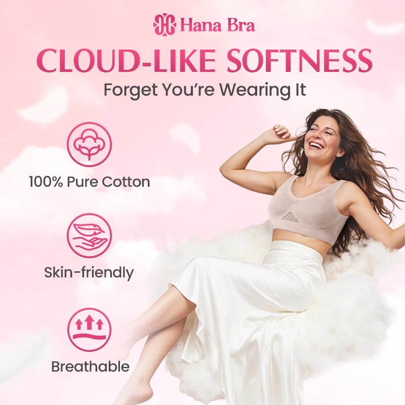 Hana Bra - Pure Cotton Buttonless Comfy Lifting Shaping Bra