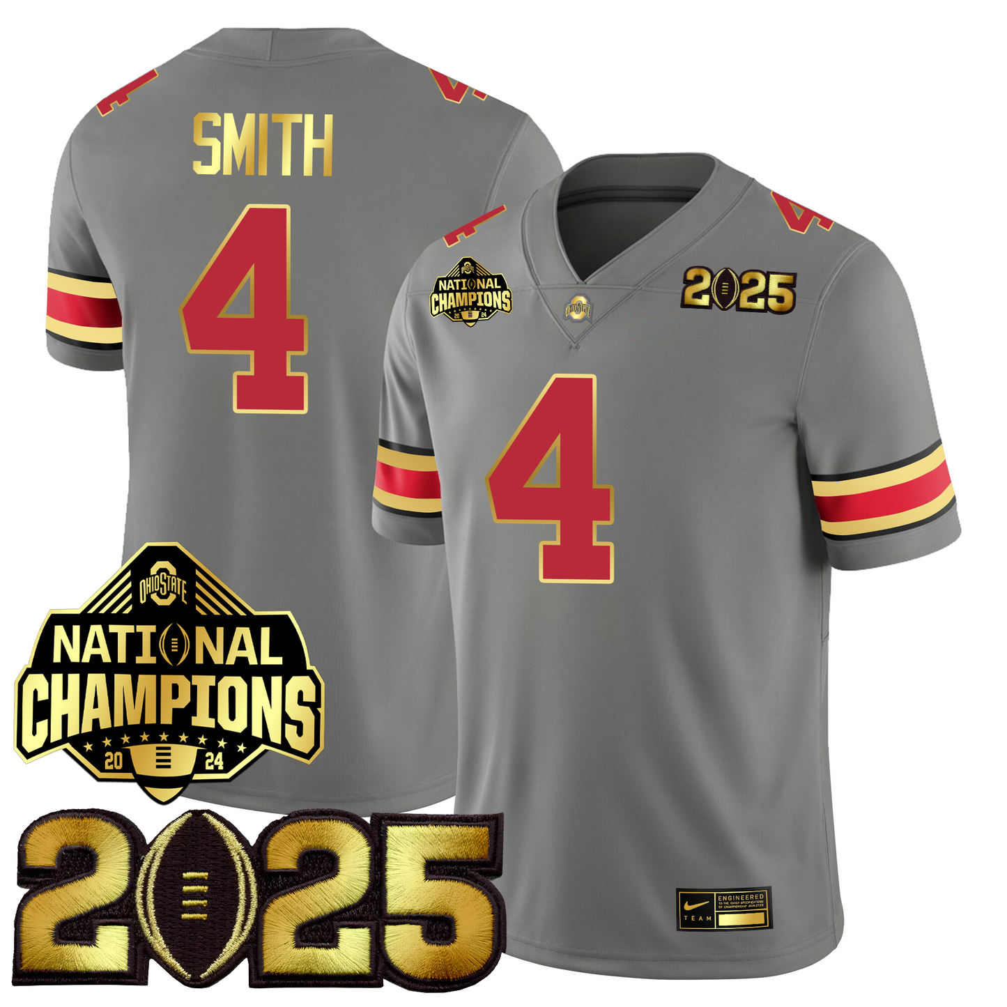 Men's O.State Buckeyes Gold Edition Jersey - CFP Final + National Champions Patch