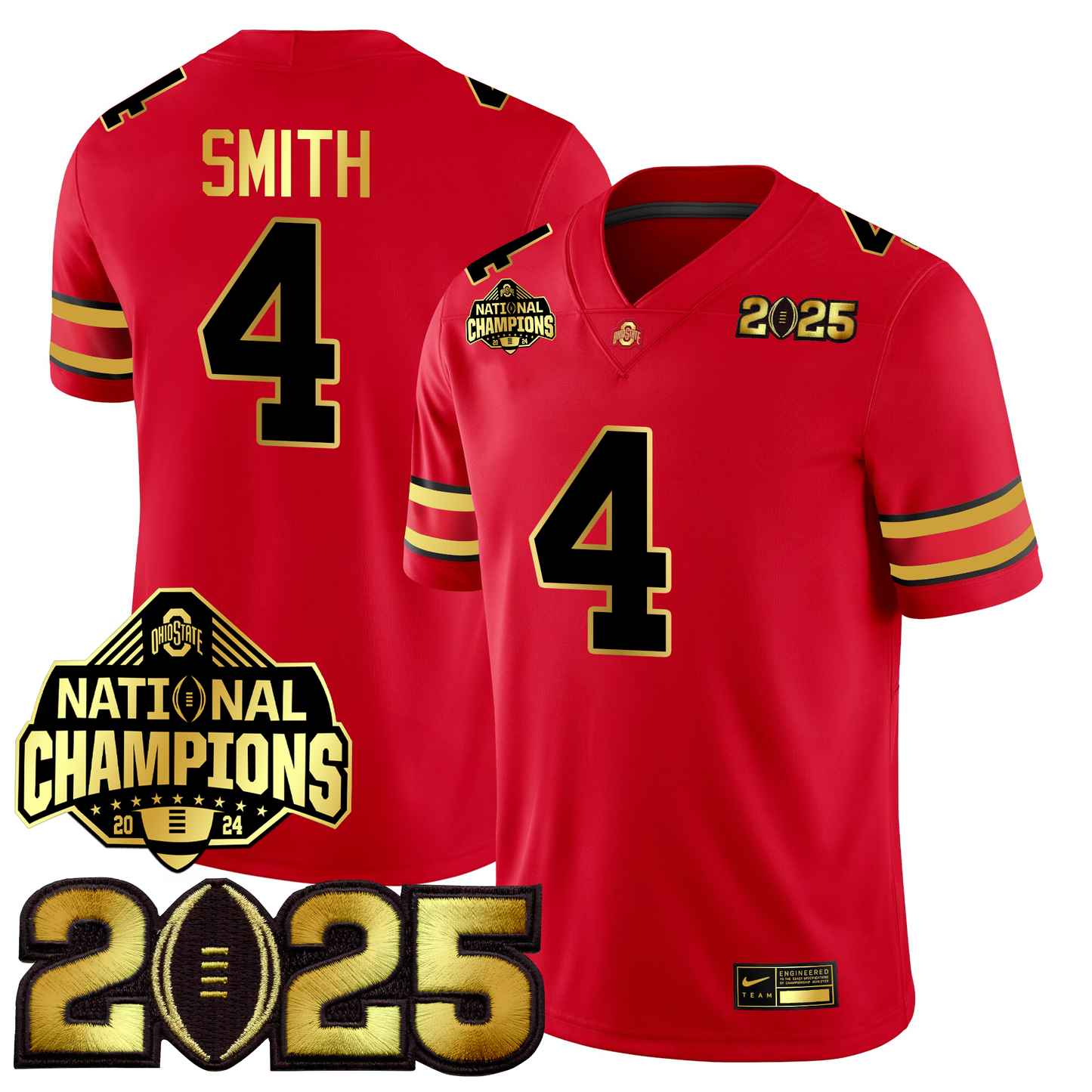Men's O.State Buckeyes Gold Edition Jersey - CFP Final + National Champions Patch