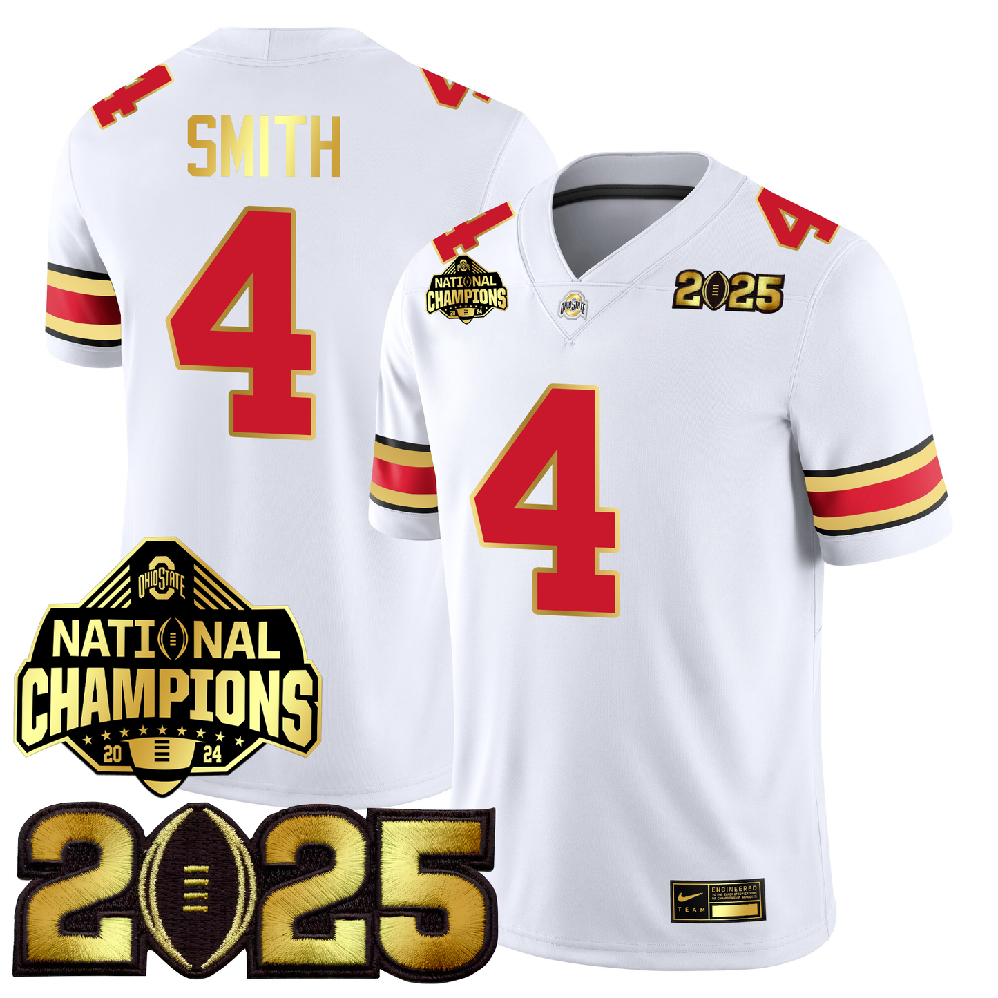 Men's O.State Buckeyes Gold Edition Jersey - CFP Final + National Champions Patch