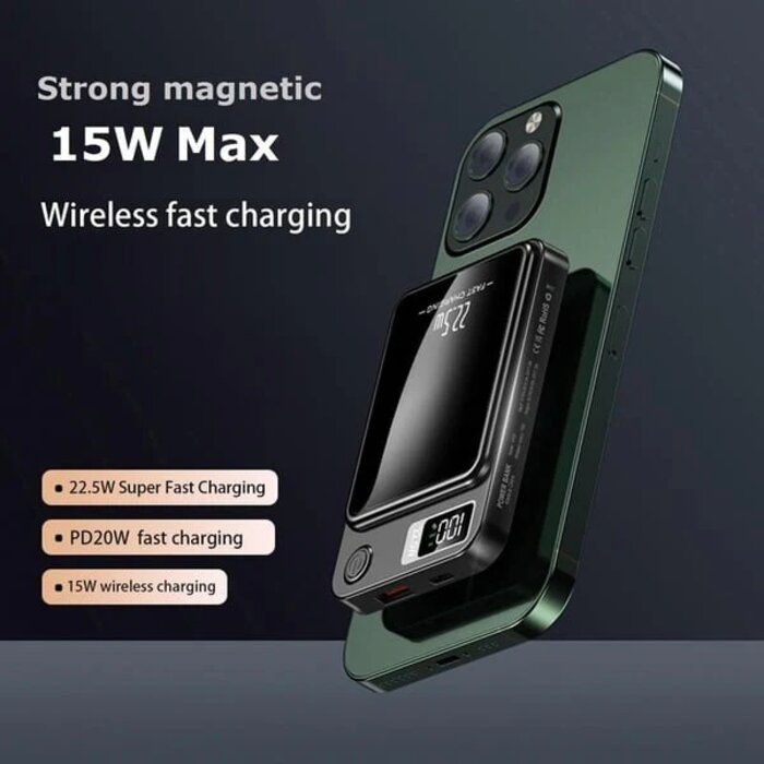 Magnetic Wireless Power Bank 22.5W – Fast Charging & LED Display - 10000mAh