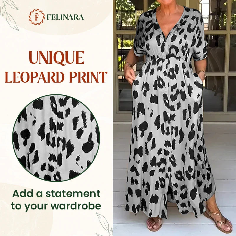 Felinara - Bohemian Casual Print V-Neck Maxi Dress