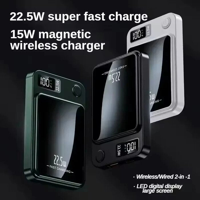 Magnetic Wireless Power Bank 22.5W – Fast Charging & LED Display - 10000mAh