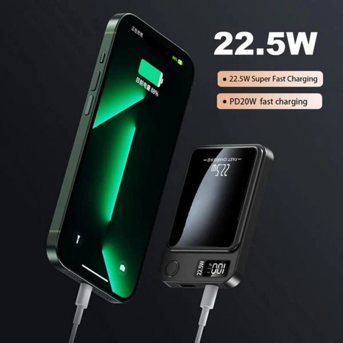 Magnetic Wireless Power Bank 22.5W – Fast Charging & LED Display - 10000mAh