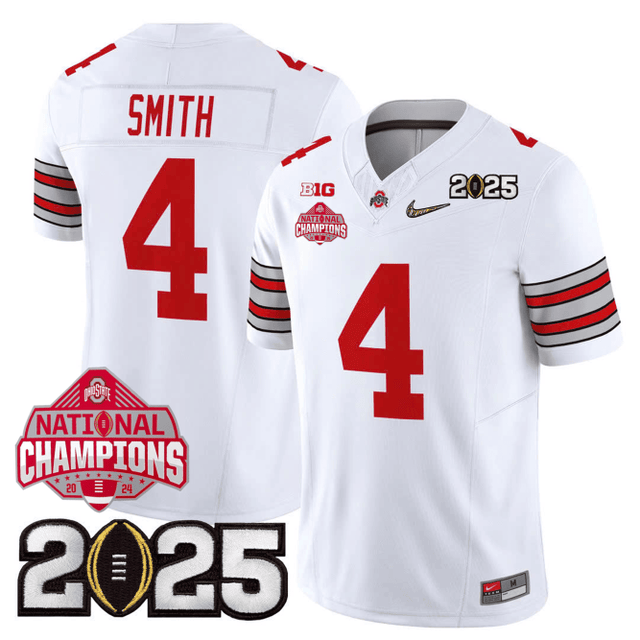 Men's O.State Buckeyes "Heritage Stripe" Jersey - 2025 CFP Final + 2024 National Champions Patch