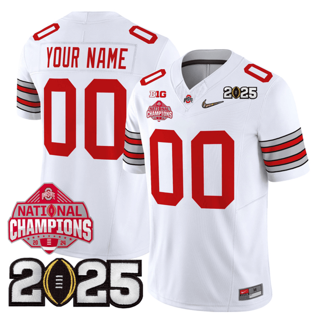 Men's O.State Buckeyes "Heritage Stripe" Jersey - 2025 CFP Final + 2024 National Champions Patch