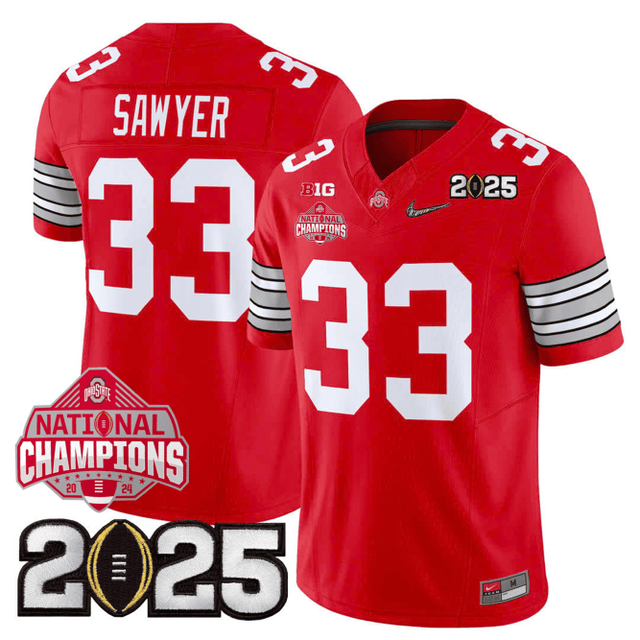 Men's O.State Buckeyes "Heritage Stripe" Jersey - 2025 CFP Final + 2024 National Champions Patch