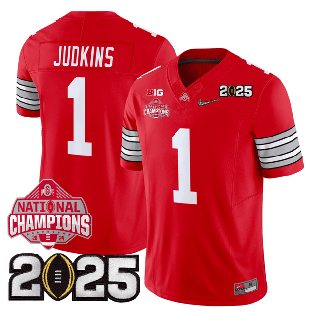 Men's O.State Buckeyes "Heritage Stripe" Jersey - 2025 CFP Final + 2024 National Champions Patch