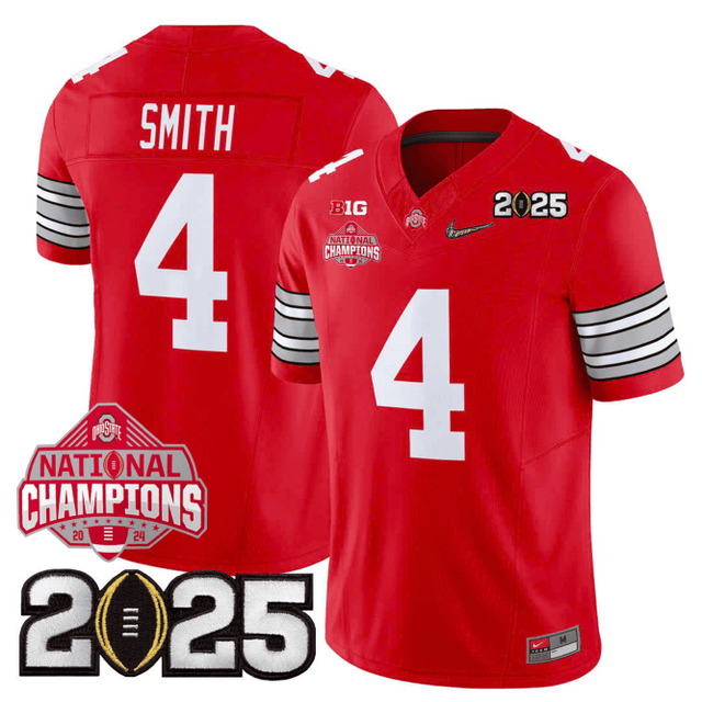 Men's O.State Buckeyes "Heritage Stripe" Jersey - 2025 CFP Final + 2024 National Champions Patch