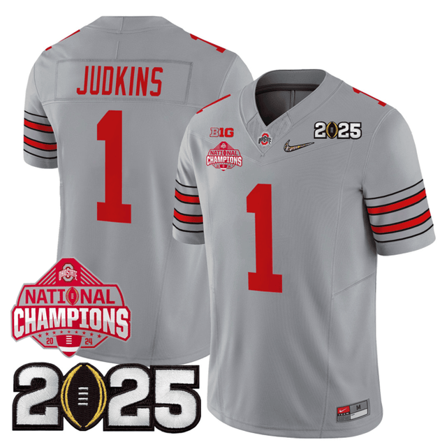 Men's O.State Buckeyes "Heritage Stripe" Jersey - 2025 CFP Final + 2024 National Champions Patch