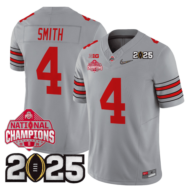 Men's O.State Buckeyes "Heritage Stripe" Jersey - 2025 CFP Final + 2024 National Champions Patch