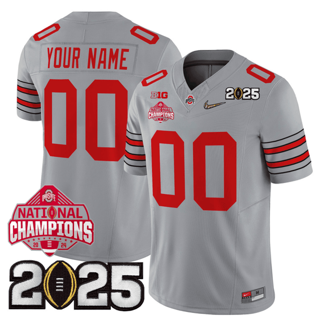 Men's O.State Buckeyes "Heritage Stripe" Jersey - 2025 CFP Final + 2024 National Champions Patch