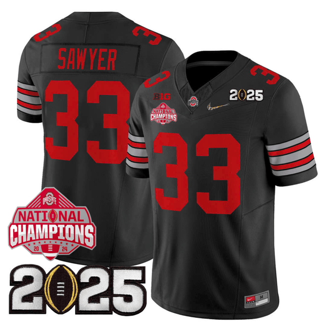 Men's O.State Buckeyes "Heritage Stripe" Jersey - 2025 CFP Final + 2024 National Champions Patch