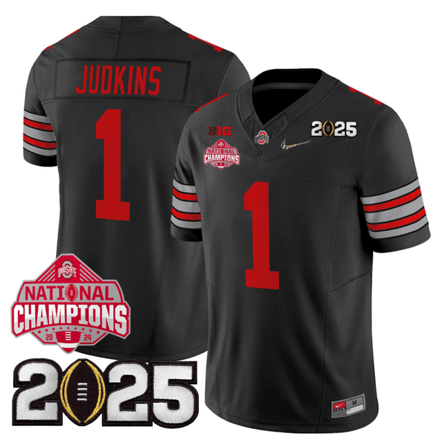 Men's O.State Buckeyes "Heritage Stripe" Jersey - 2025 CFP Final + 2024 National Champions Patch