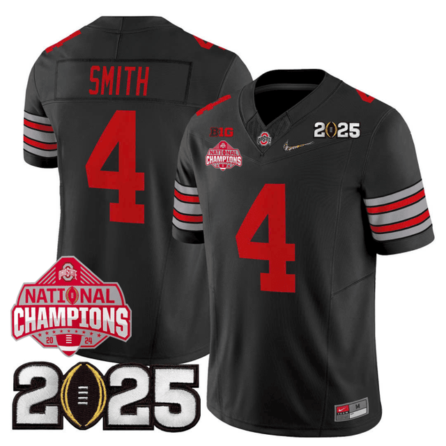 Men's O.State Buckeyes "Heritage Stripe" Jersey - 2025 CFP Final + 2024 National Champions Patch