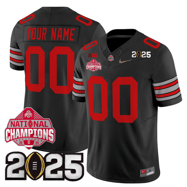 Men's O.State Buckeyes "Heritage Stripe" Jersey - 2025 CFP Final + 2024 National Champions Patch