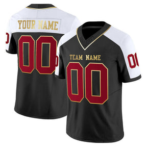 Black Alternate Red-Gold Custom Football Stitched Jersey