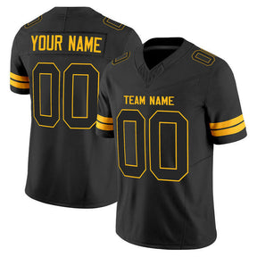 Black Black-Gold Custom Football Stitched Jersey