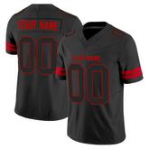 Black Black-Red Custom Football Stitched Jersey