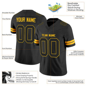 Black Black-Gold Custom Football Stitched Jersey