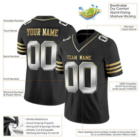 Black Silver-Gold Custom Football Stitched Jersey