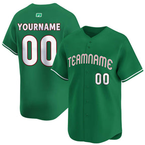 White - Green Custom Baseball Stitched Jersey