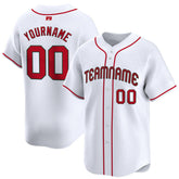 White - Red Custom Baseball Stitched Jersey