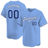 Light Blue Pinstripe White - Black Custom Baseball Stitched Jersey