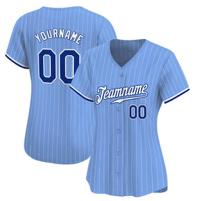 Light Blue Pinstripe White - Black Custom Baseball Stitched Jersey