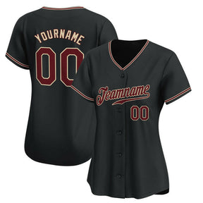 Black Crimson - City Cream Custom Baseball Stitched Jersey