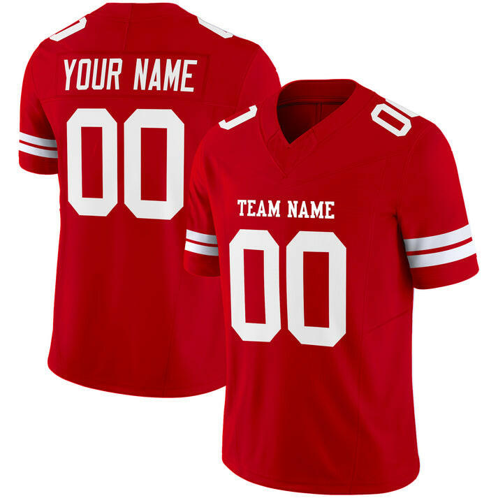 Red White Custom Football Stitched Jersey