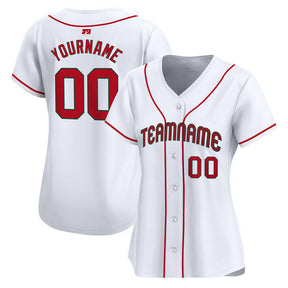 White - Red Custom Baseball Stitched Jersey