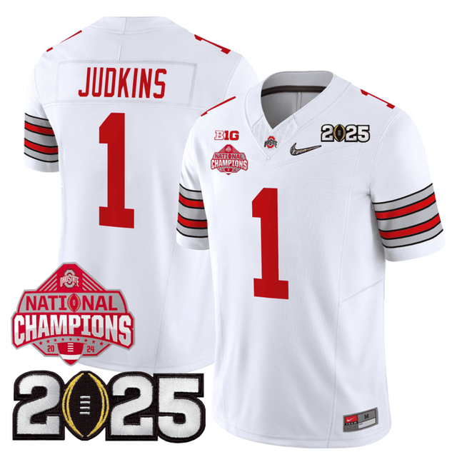 Men's O.State Buckeyes "Heritage Stripe" Jersey - 2025 CFP Final + 2024 National Champions Patch
