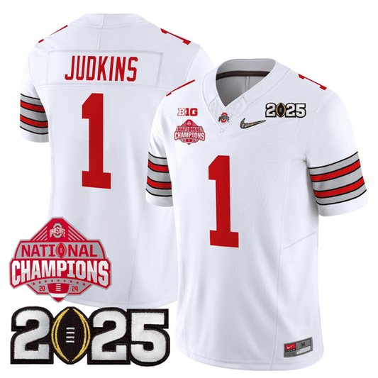 Men's O.State Buckeyes "Heritage Stripe" Jersey - 2025 CFP Final + 2024 National Champions Patch