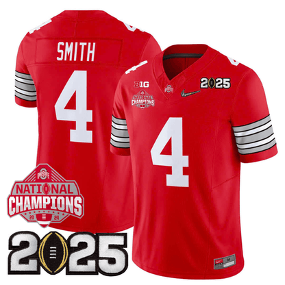 Men's O.State Buckeyes "Heritage Stripe" Jersey - 2025 CFP Final + 2024 National Champions Patch