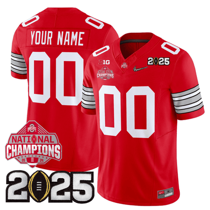 Men's O.State Buckeyes "Heritage Stripe" Jersey - 2025 CFP Final + 2024 National Champions Patch