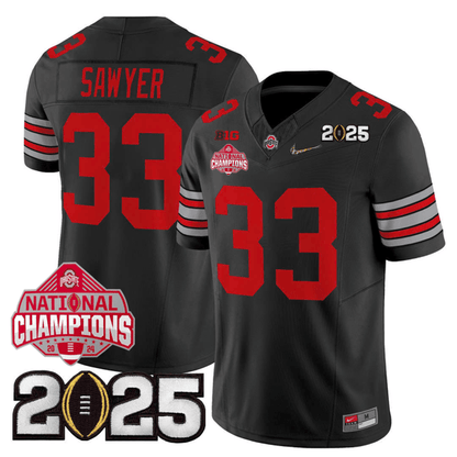 Men's O.State Buckeyes "Heritage Stripe" Jersey - 2025 CFP Final + 2024 National Champions Patch